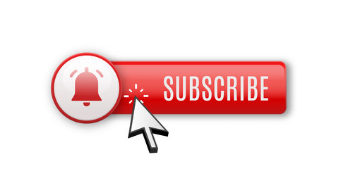 Glossy Subscribe Button with Bell Icon vector image