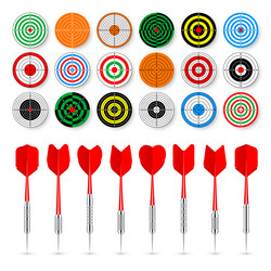 paper targets with dart arrows and shadows vector