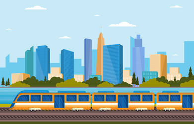 Railway railroad side public transport commuter Vector Image