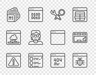 set line browser with exclamation mark system bug vector image