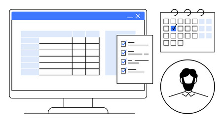 task management with digital checklist calendar vector image