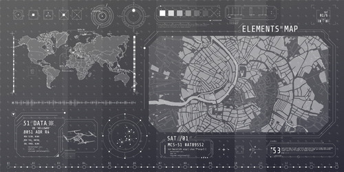 a set thin elements on topic map search vector image