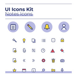 Notes ui icons kit vector