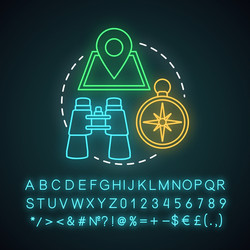 treasure hunting neon light concept icon family vector