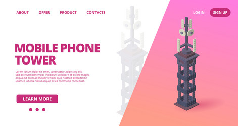 web template with a mobile phone tower vector image