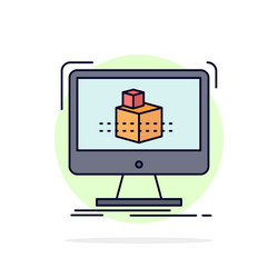 3d cube dimensional modelling sketch flat color vector image