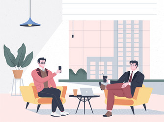 coworkers on a break office workers relaxing vector image