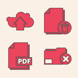 set delete folder cloud upload file vector image