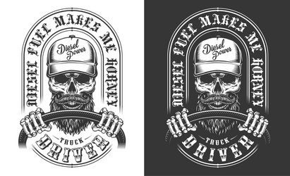 Trucker Skull Emblem Vector Image