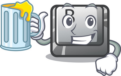 with juice button b on a mascot keyboard vector image