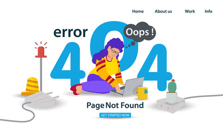 Banner oops 404 error page not found internet vector