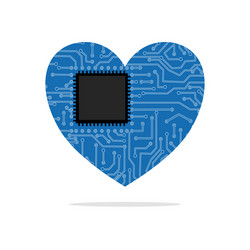 circuit board and processor in heart vector image