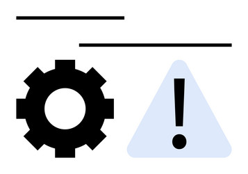 gear and warning sign representing system error vector image
