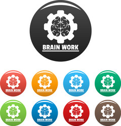logic brain work icons set color vector image