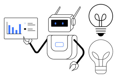 robot presenting data insights with light bulb vector image