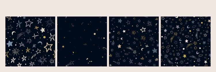 set of space seamless patterns with planets vector image