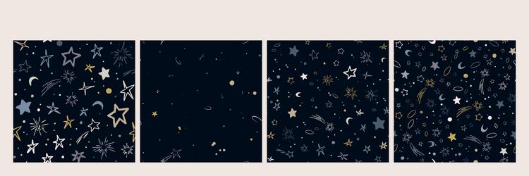 Set of space seamless patterns with planets vector