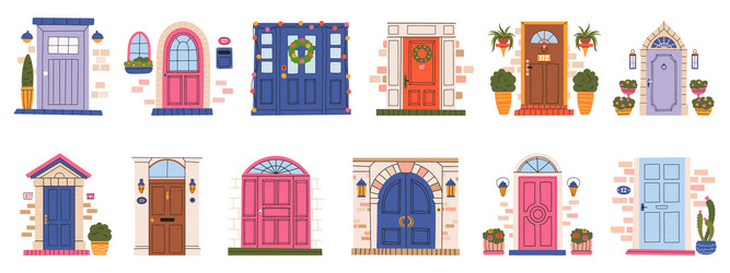 Vintage windows and doors antique european Vector Image