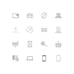 Internet technologies linear thin icons set vector