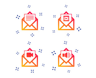 Mail envelope icons message document symbols vector