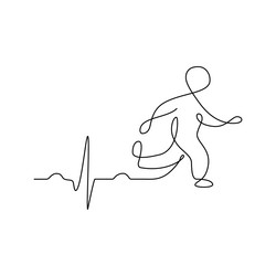 man pulse run one single line drawing vector image