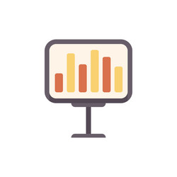 presentation screen showing growing bar chart vector image