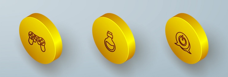 Set isometric line game controller or joystick vector