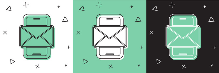 Set mobile and envelope new message mail icon vector