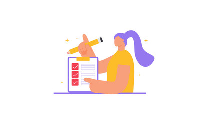 Task done business concept with tiny person vector