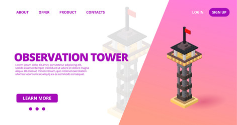 web template with a observation tower vector image