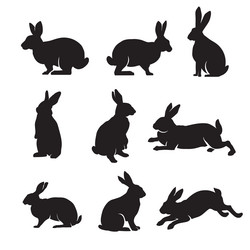 Rabbit Silhouettes Collection Vector Image