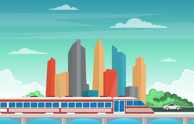 Railway railroad side public transport commuter Vector Image