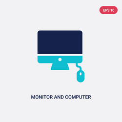 Two color monitor and computer mouse icon from vector