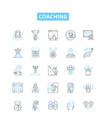 Mentorship line icons set mentor mentee Royalty Free Vector