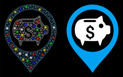 flare mesh network bank map marker icon with vector image