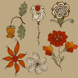 Floral bizarre design elements vector