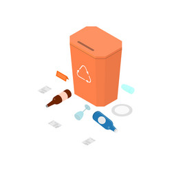 Garbage can and elements 3d icon set isometric vector