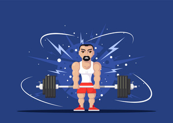 Man Lifting Heavy Barbell Vector Image