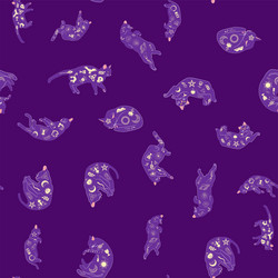 mystical seamless pattern of cats in boho style vector image