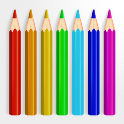 Set of realistic rainbow colored pencils isolated vector