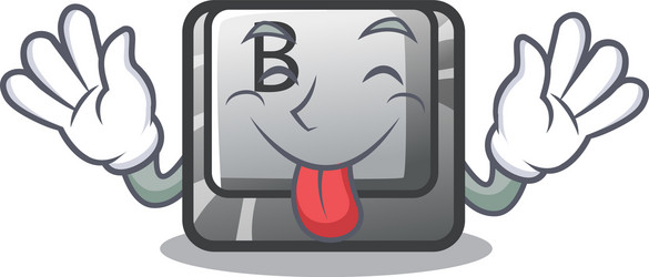 tongue out button b in character shape vector