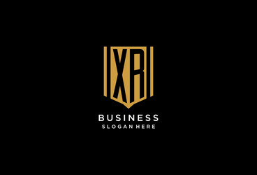 xr monogram logo with geometric shield icon design vector image
