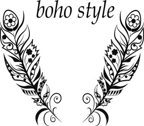 feathers in boho style vector image