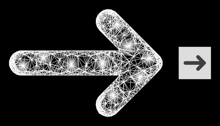 glowing net mesh right arrow with glare spots vector image