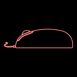 neon computer mouse red color flat style image vector image