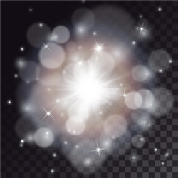 White flash with bokeh and particles vector