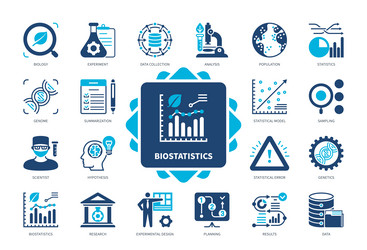 Biostatistics Icon Set - Data Analysis vector image