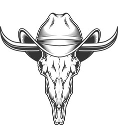 Cowboy Skull with Horns Vector Image
