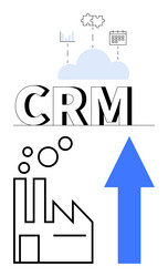 crm concept with cloud computing icons factory vector image