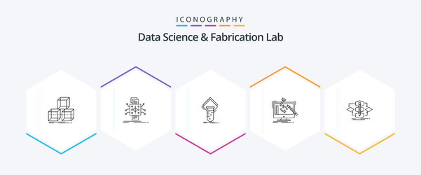 Data science and fabrication lab 25 line icon vector